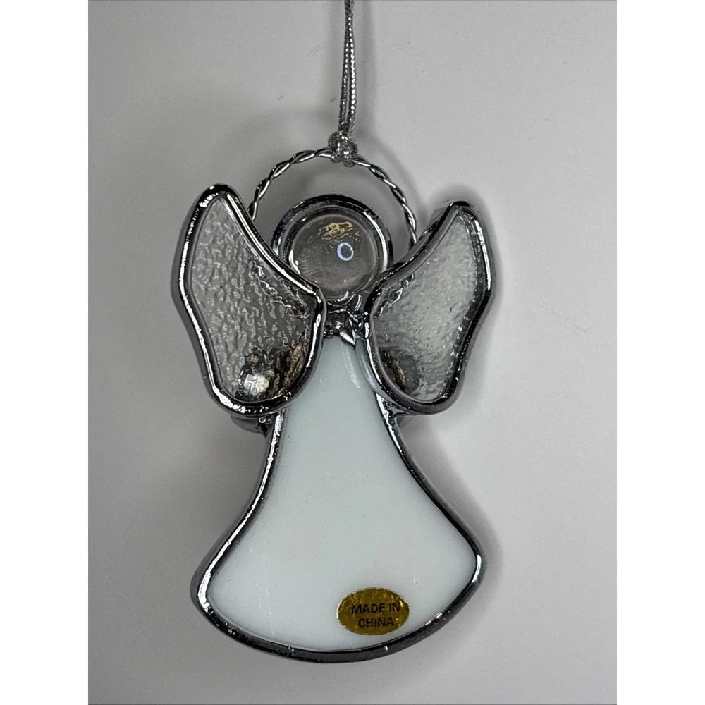 Ganz Angel Ornament White Sun Catcher Stained Glass Holding Best Grandma Charm
